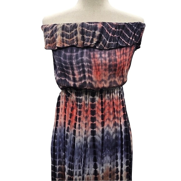 Body Central Off-Shoulder Tie-Dye Maxi‎ Dress Size Large - Picture 2 of 11